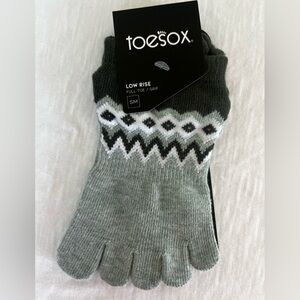 ToeSox Gray Full Toe Grip Socks